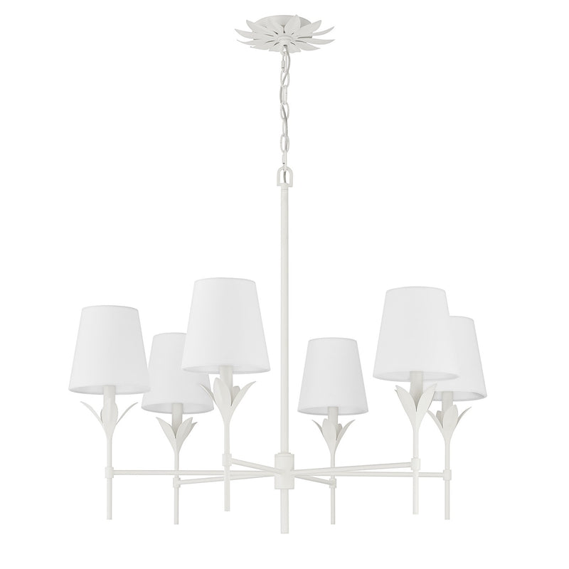 Broche 6 Light 32" Chandelier in Matte White