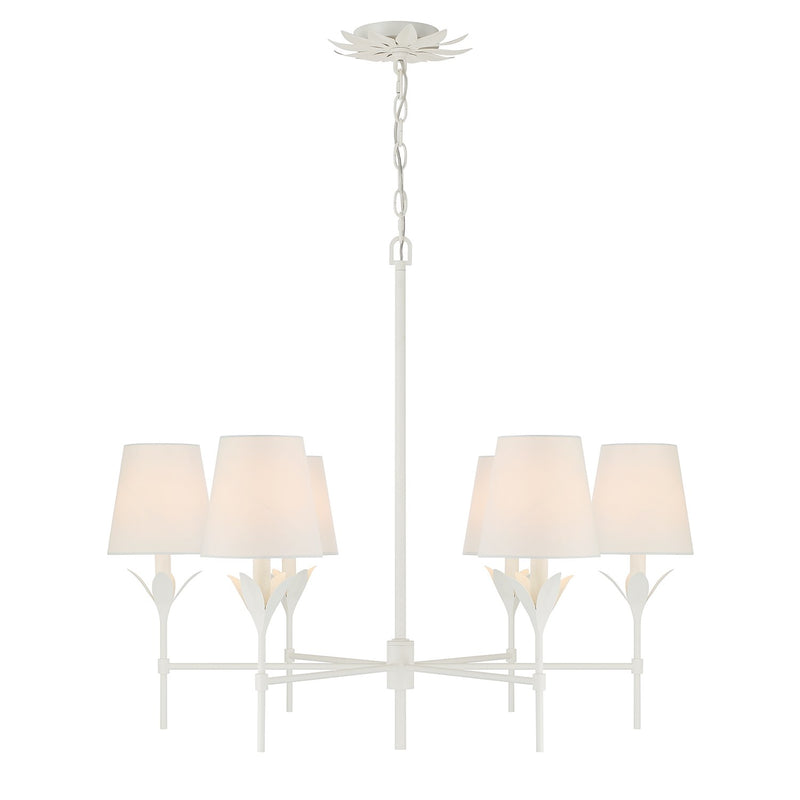 Broche 6 Light 32" Chandelier in Matte White