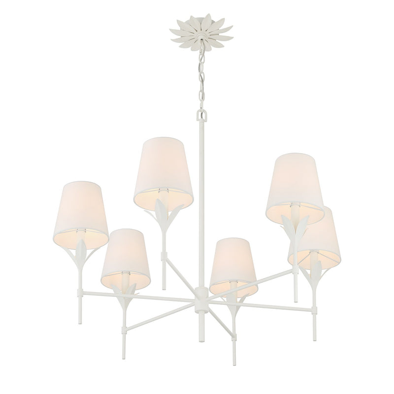 Broche 6 Light 32" Chandelier in Matte White