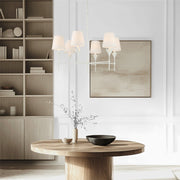 Broche 6 Light 32" Chandelier in Matte White in a room setting