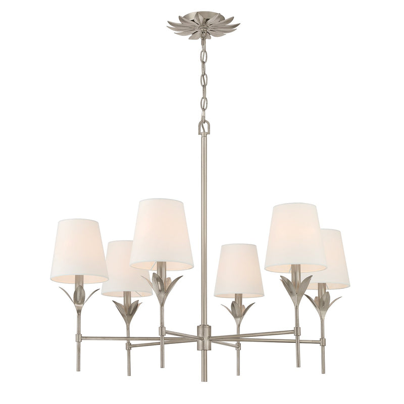 Broche 6 Light 32" Chandelier in Antique Silver