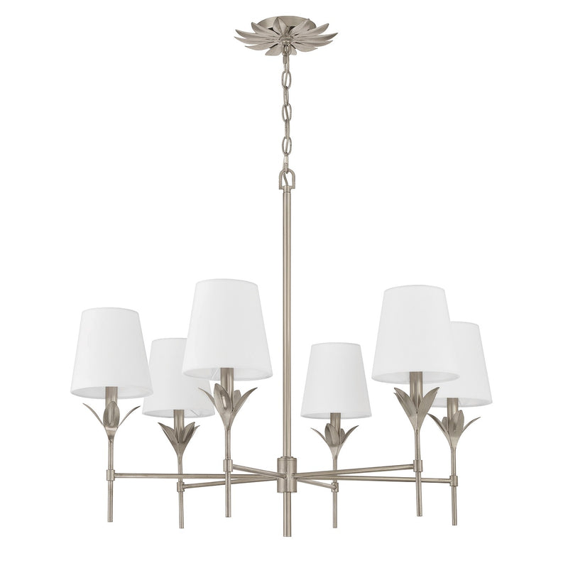 Broche 6 Light 32" Chandelier in Antique Silver