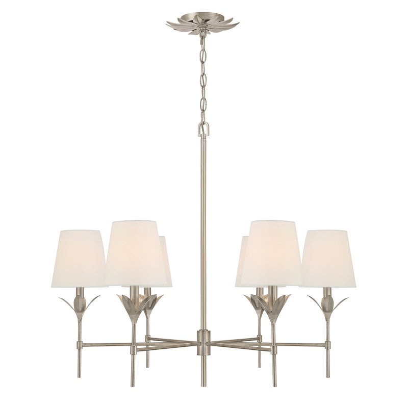 Broche 6 Light 32" Chandelier in Antique Silver