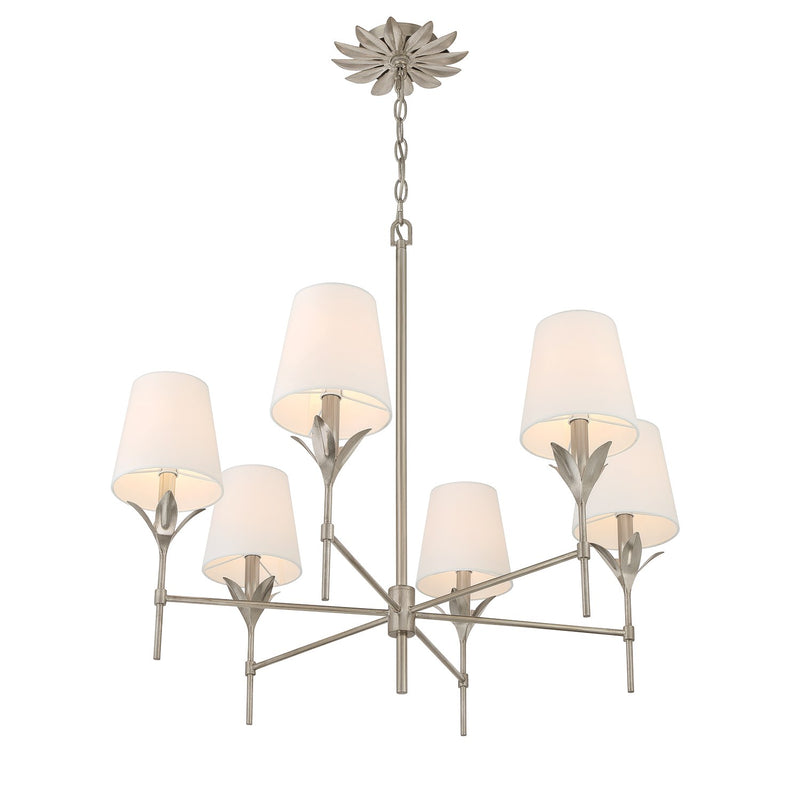 Broche 6 Light 32" Chandelier in Antique Silver