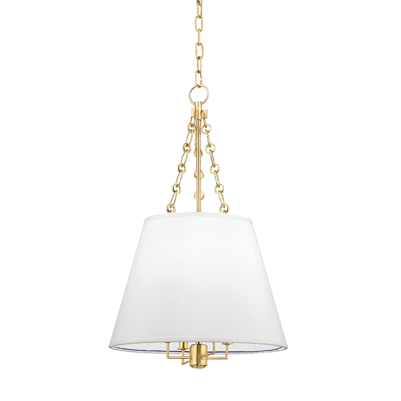 Burdett 4 Light Pendant in Aged Brass