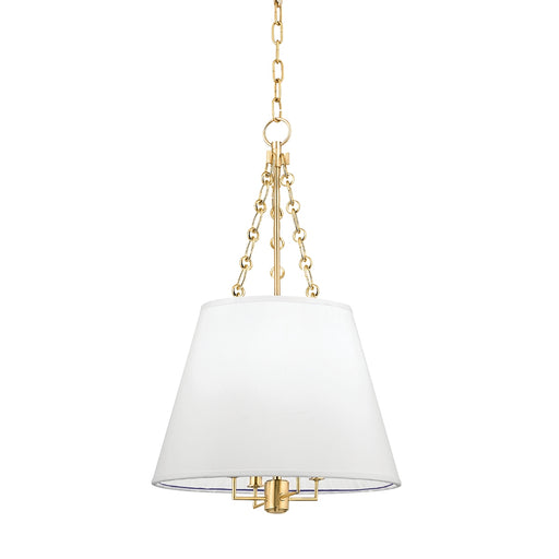 Burdett 4 Light Pendant in Aged Brass