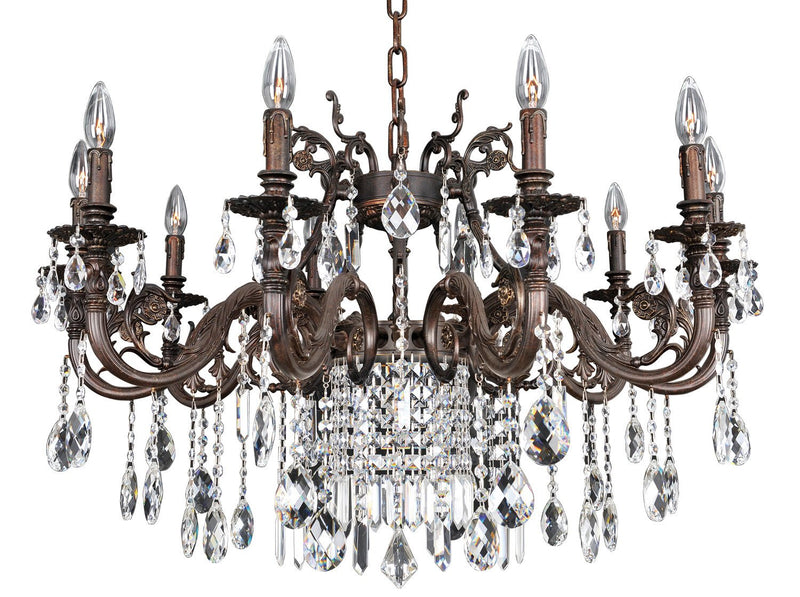 Avelli 10-Light Chandelier in Sienna Bronze with Antique Silver Leaf Accents