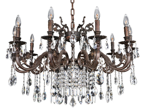 Avelli 10-Light Chandelier in Sienna Bronze with Antique Silver Leaf Accents