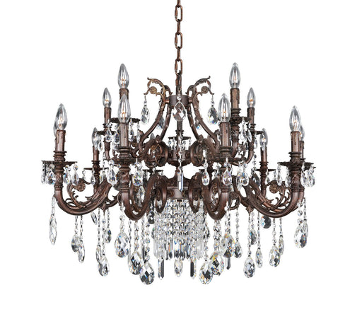 Avelli 15-Light Chandelier in Sienna Bronze with Antique Silver Leaf Accents