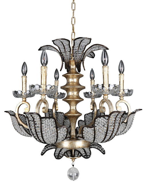 Tiepolo 6-Light Chandelier in Silver Leaf Sienna Bronze