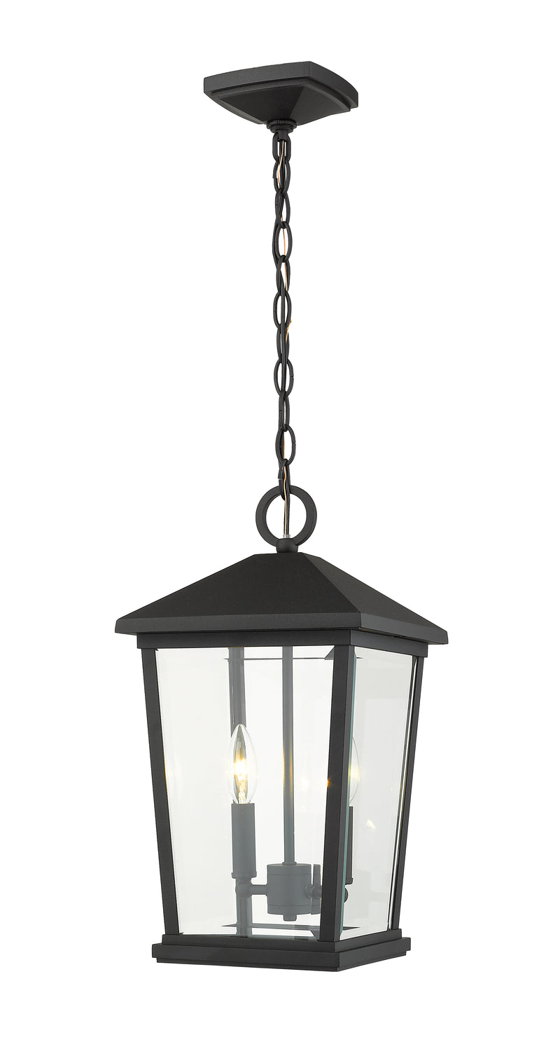 Beacon 2 Light 9.5" Outdoor Chain Mount Ceiling Fixture in Black