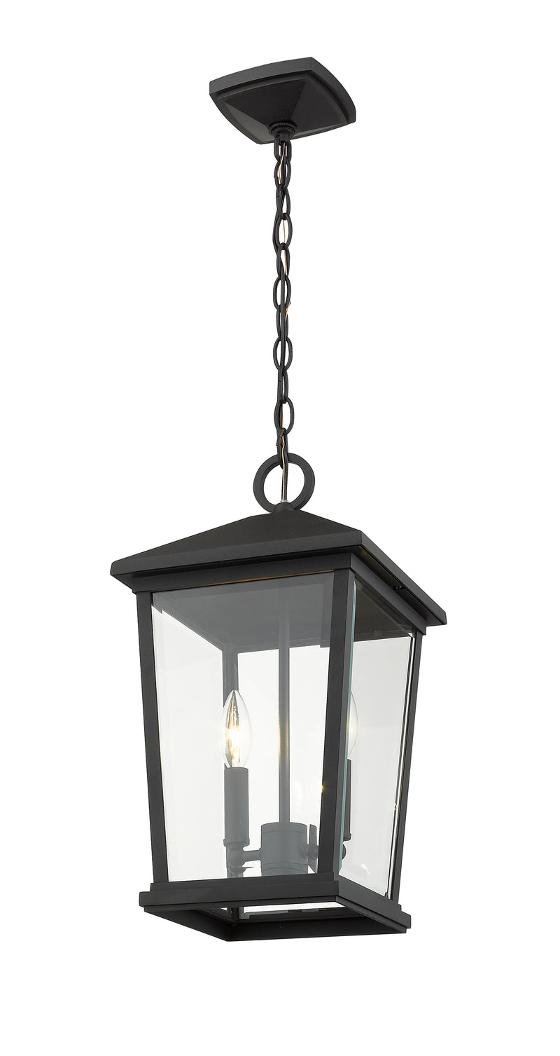 Beacon 2 Light 9.5" Outdoor Chain Mount Ceiling Fixture in Black