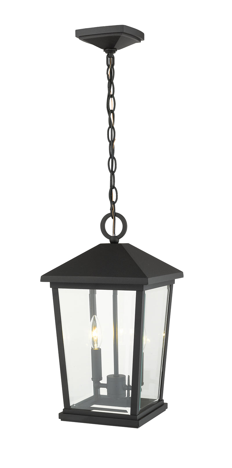 Beacon 2 Light 9.5" Outdoor Chain Mount Ceiling Fixture in Black