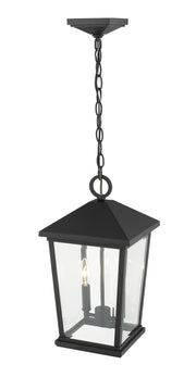 Beacon 2 Light 9.5" Outdoor Chain Mount Ceiling Fixture in Black