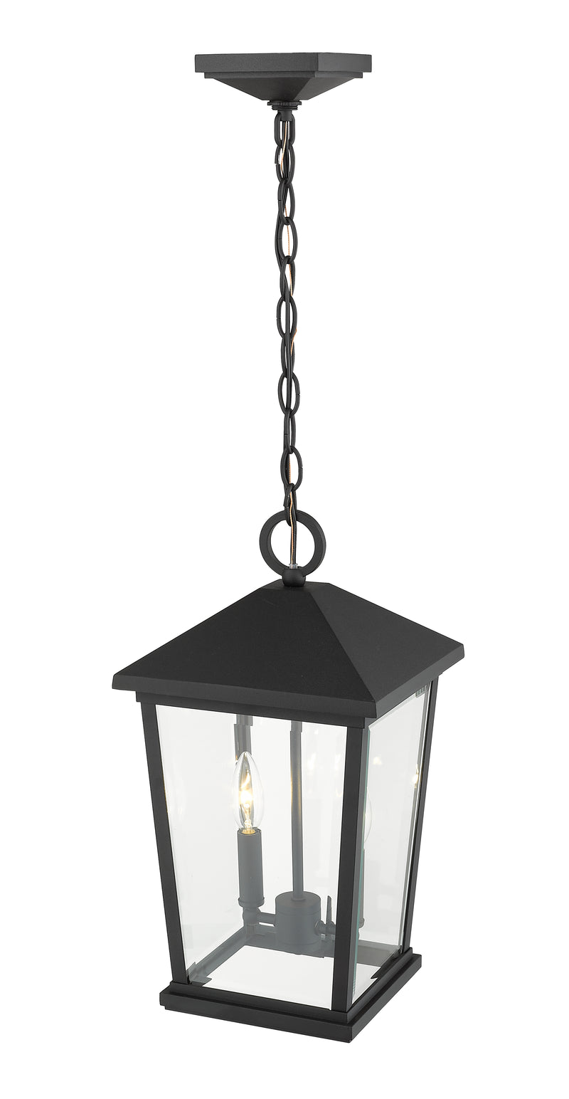 Beacon 2 Light 9.5" Outdoor Chain Mount Ceiling Fixture in Black