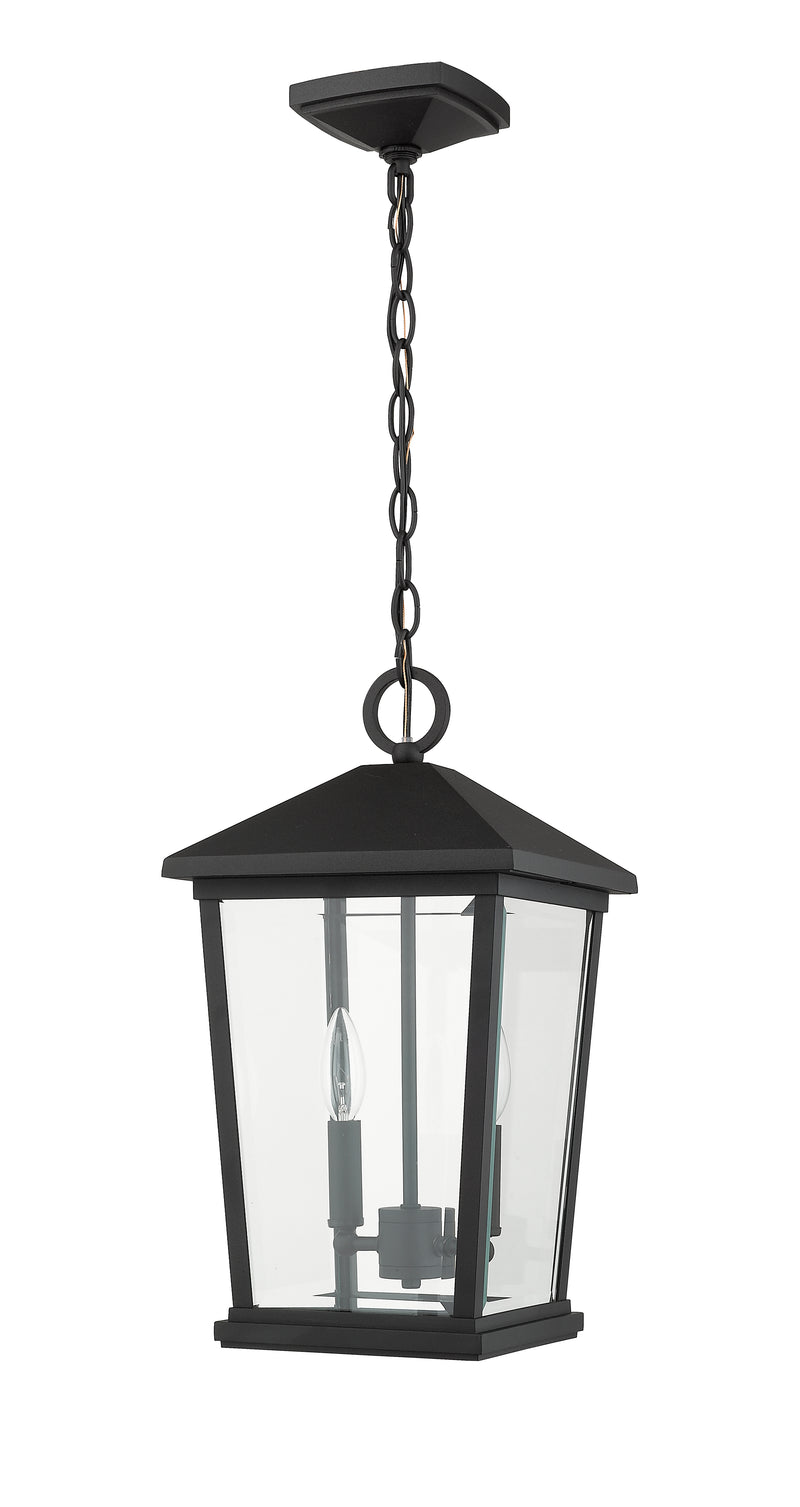 Beacon 2 Light 9.5" Outdoor Chain Mount Ceiling Fixture in Black