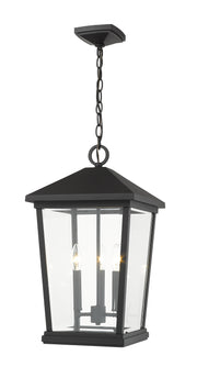 Beacon 3 Light 12" Outdoor Chain Mount Ceiling Fixture in Black