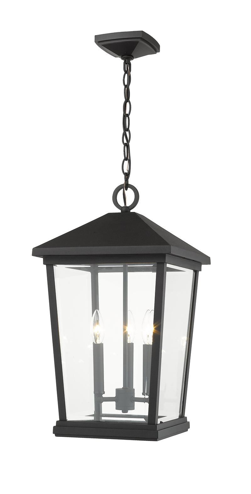 Beacon 3 Light 12" Outdoor Chain Mount Ceiling Fixture in Black
