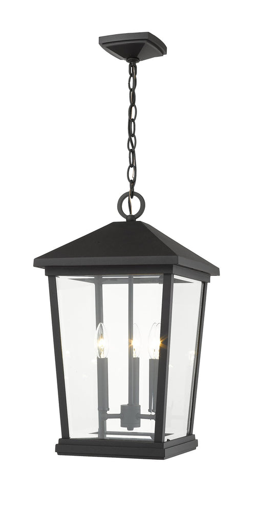 Beacon 3 Light 12" Outdoor Chain Mount Ceiling Fixture in Black