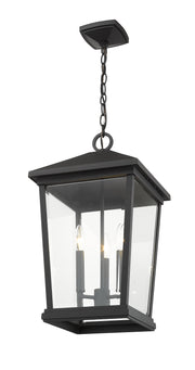 Beacon 3 Light 12" Outdoor Chain Mount Ceiling Fixture in Black