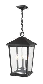 Beacon 3 Light 12" Outdoor Chain Mount Ceiling Fixture in Black