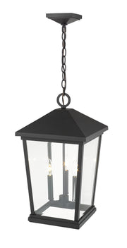 Beacon 3 Light 12" Outdoor Chain Mount Ceiling Fixture in Black