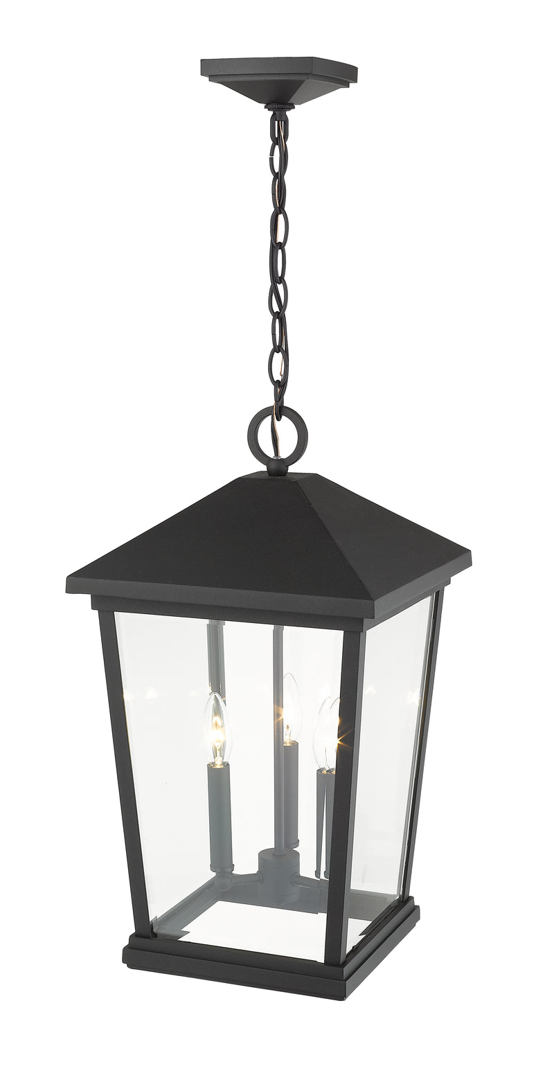 Beacon 3 Light 12" Outdoor Chain Mount Ceiling Fixture in Black
