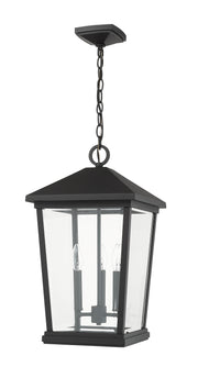 Beacon 3 Light 12" Outdoor Chain Mount Ceiling Fixture in Black