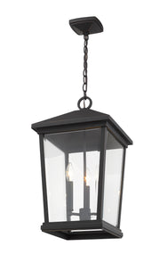Beacon 3 Light 12" Outdoor Chain Mount Ceiling Fixture in Oil Rubbed Bronze