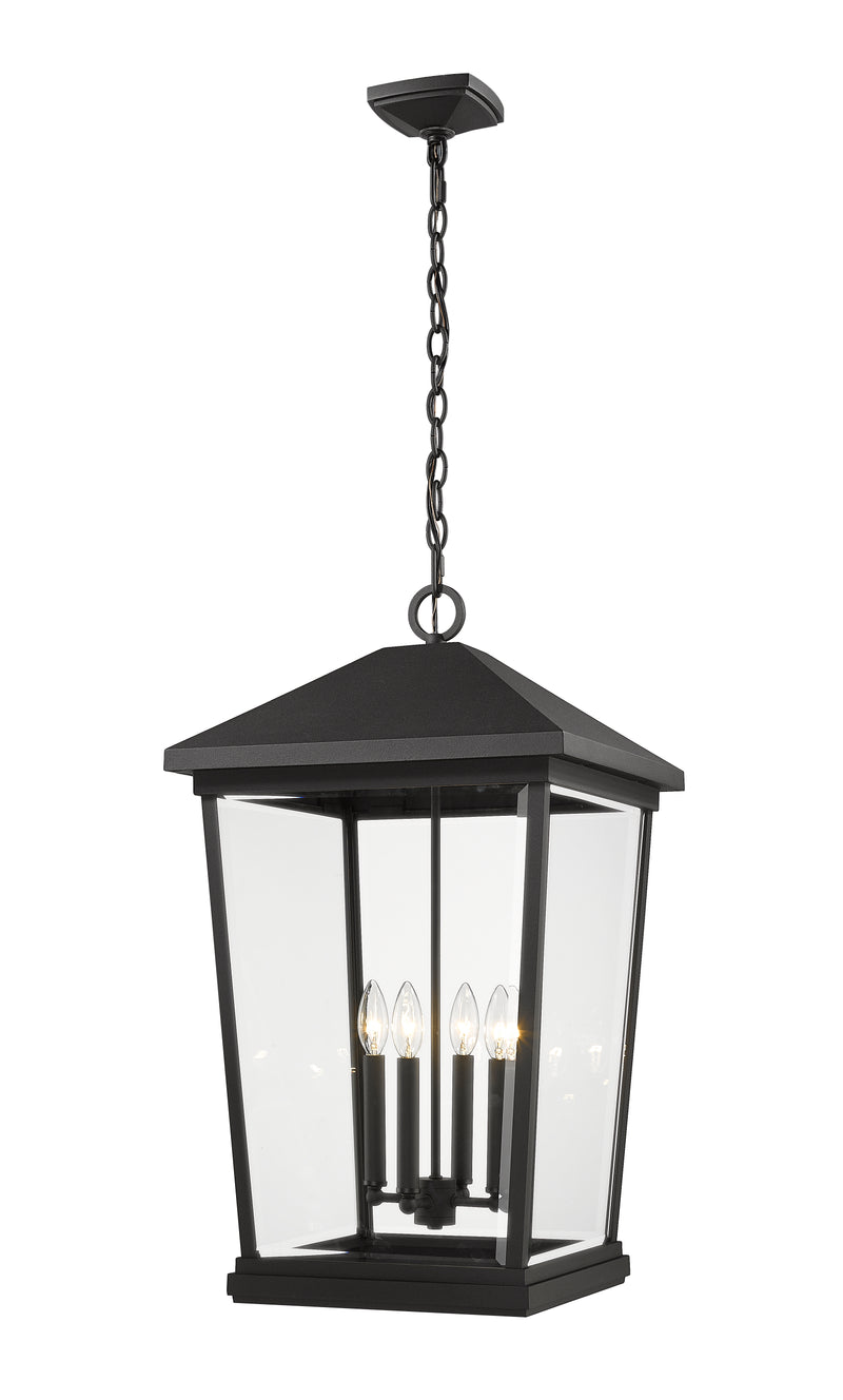 Beacon 4 Light 16" Outdoor Chain Mount Ceiling Fixture in Black