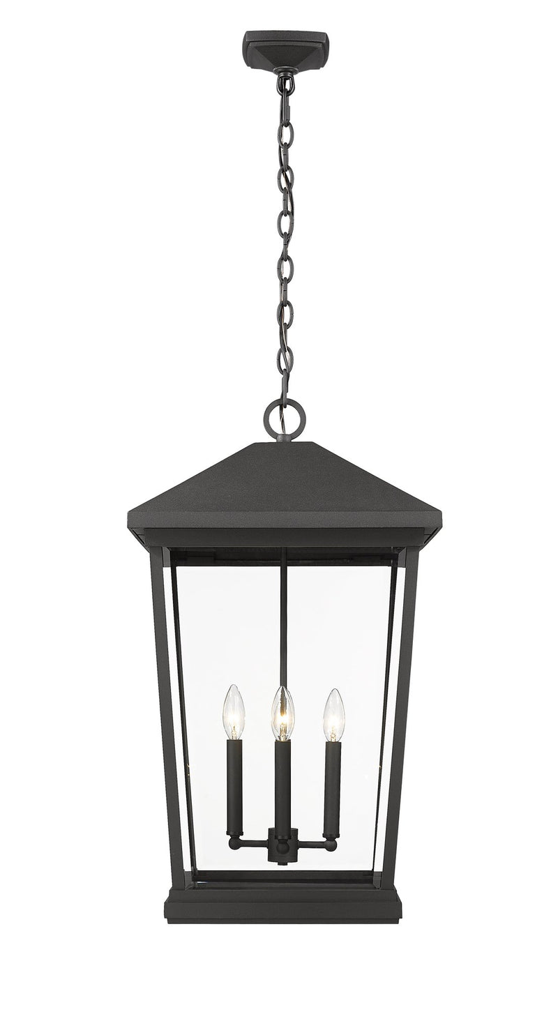 Beacon 4 Light 16" Outdoor Chain Mount Ceiling Fixture in Black