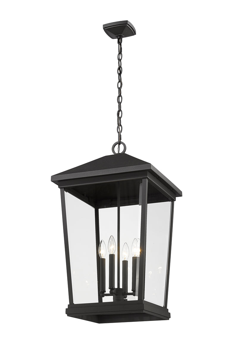 Beacon 4 Light 16" Outdoor Chain Mount Ceiling Fixture in Black