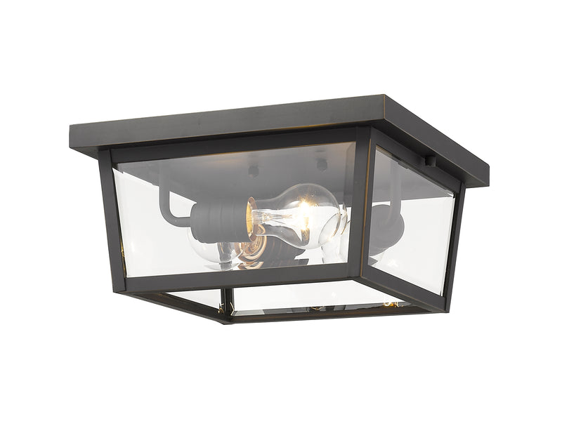Beacon 3 Light 12" Outdoor Flush Mount in Oil Rubbed Bronze