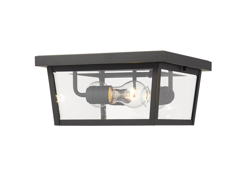 Beacon 3 Light 12" Outdoor Flush Mount in Oil Rubbed Bronze