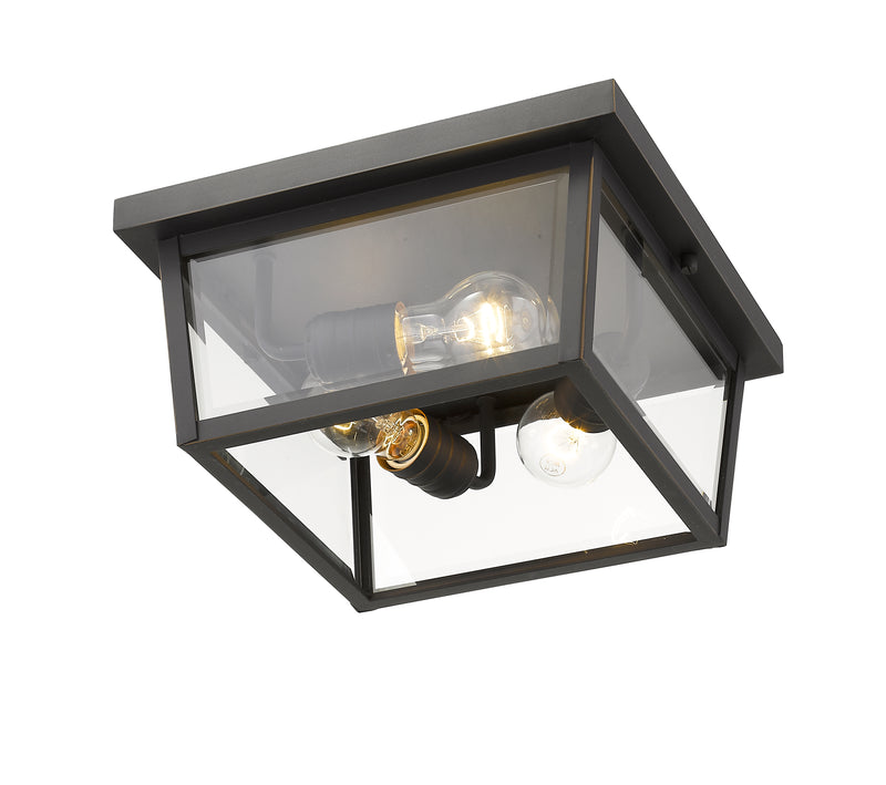 Beacon 3 Light 12" Outdoor Flush Mount in Oil Rubbed Bronze