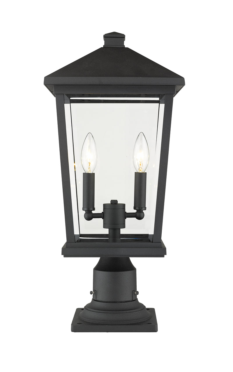 Beacon 2 Light 9.5" Outdoor Post Mount Fixture in Black, Pier Mount, 6" Base