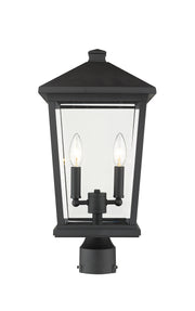 Beacon 2 Light 9.5" Outdoor Post Mount Fixture in Black, Post Top Only, Round Fitter