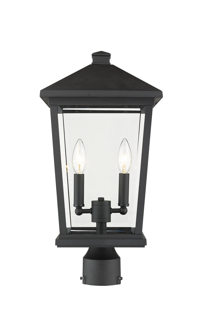 Beacon 2 Light 9.5" Outdoor Post Mount Fixture in Black, Post Top Only, Round Fitter