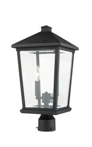 Beacon 2 Light 9.5" Outdoor Post Mount Fixture in Black, Post Top Only, Round Fitter