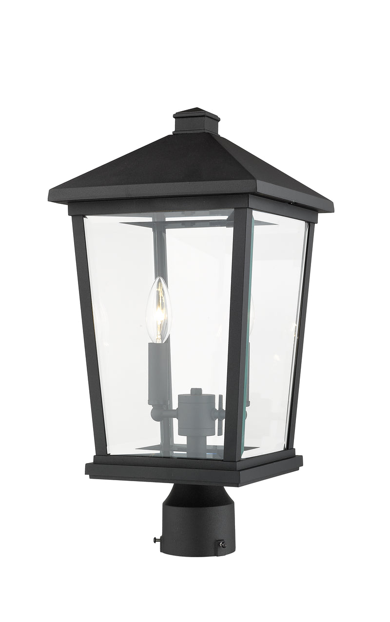 Beacon 2 Light 9.5" Outdoor Post Mount Fixture in Black, Post Top Only, Round Fitter
