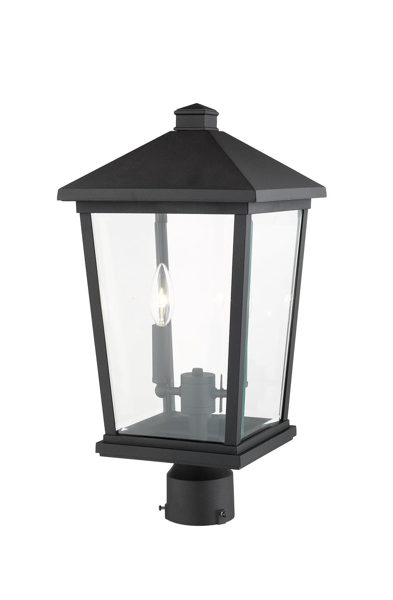 Beacon 2 Light 9.5" Outdoor Post Mount Fixture in Black, Post Top Only, Round Fitter