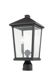 Beacon 2 Light 9.5" Outdoor Post Mount Fixture in Black, Post Top Only, Round Fitter