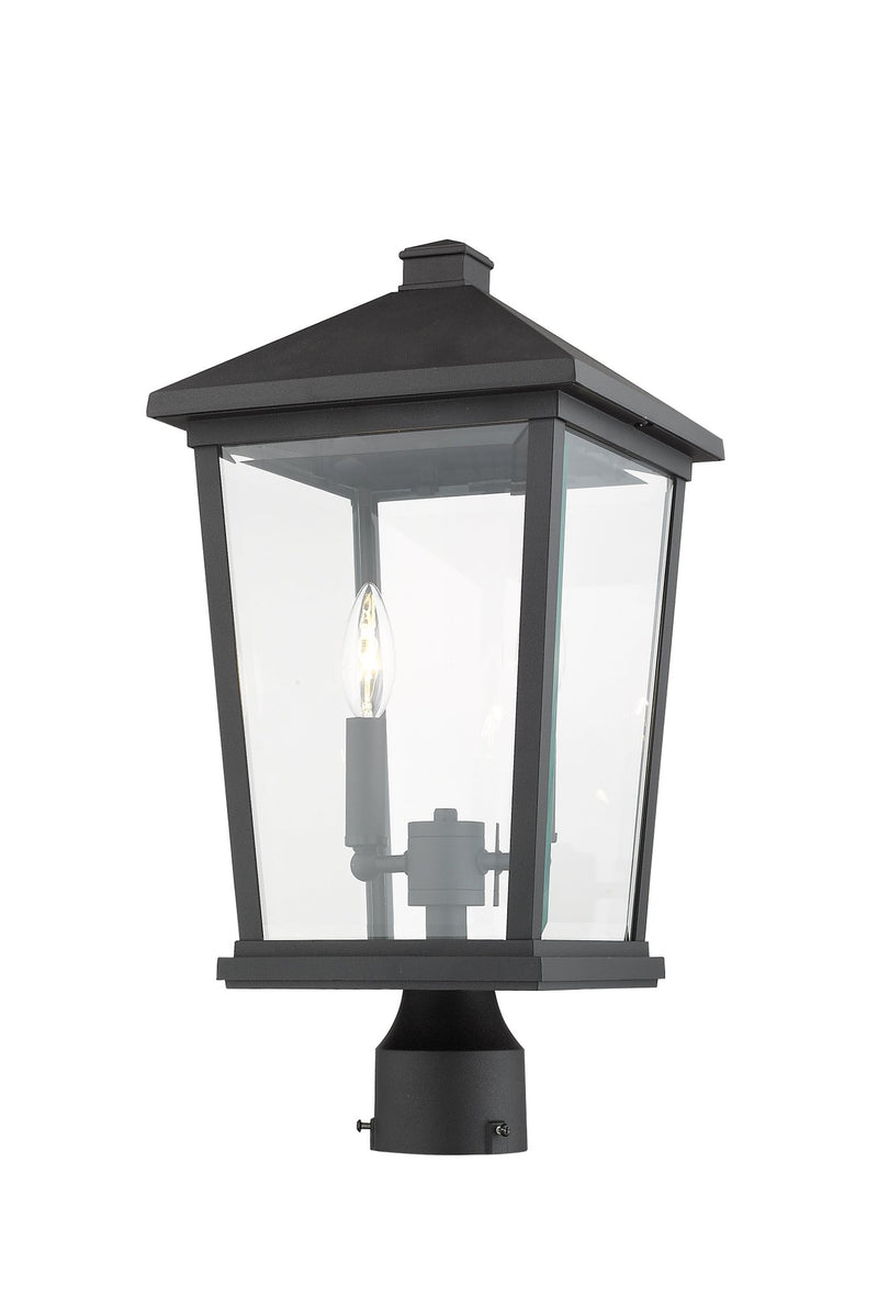 Beacon 2 Light 9.5" Outdoor Post Mount Fixture in Black, Post Top Only, Round Fitter