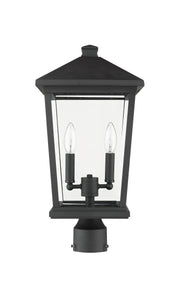 Beacon 2 Light 9.5" Outdoor Post Mount Fixture in Black, Post Top Only, Round Fitter