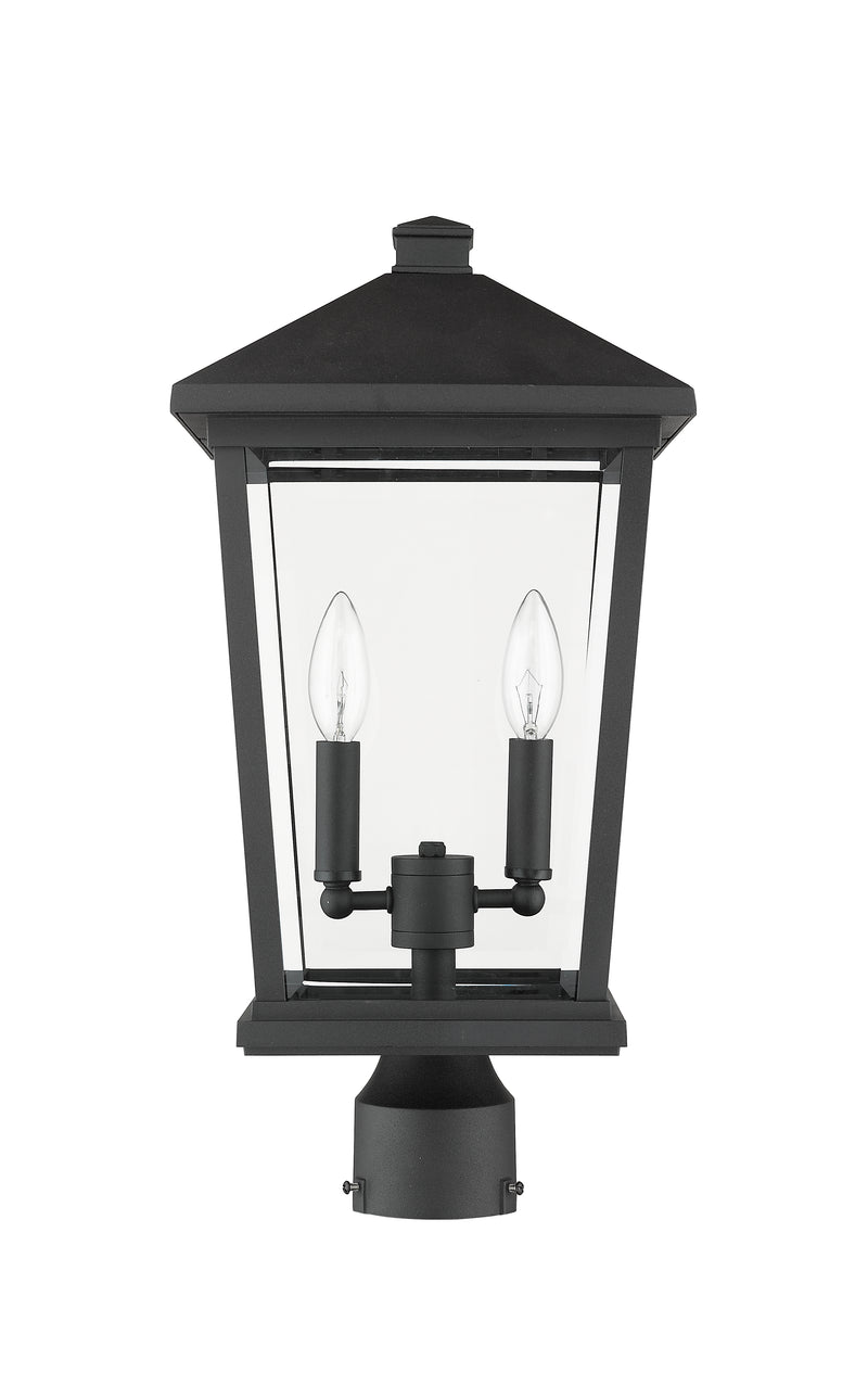 Beacon 2 Light 9.5" Outdoor Post Mount Fixture in Black, Post Top Only, Round Fitter