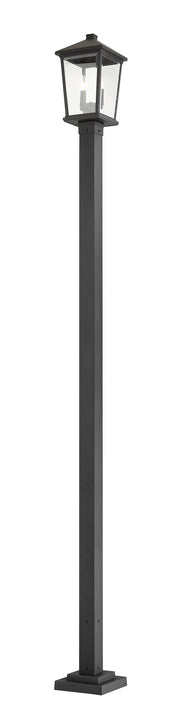 Beacon 2 Light 9.5" Outdoor Post Mount Fixture in Black, 96" Square Post