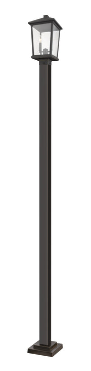 Beacon 2 Light 9.5" Outdoor Post Mount Fixture in Oil Rubbed Bronze, 96" Square Post