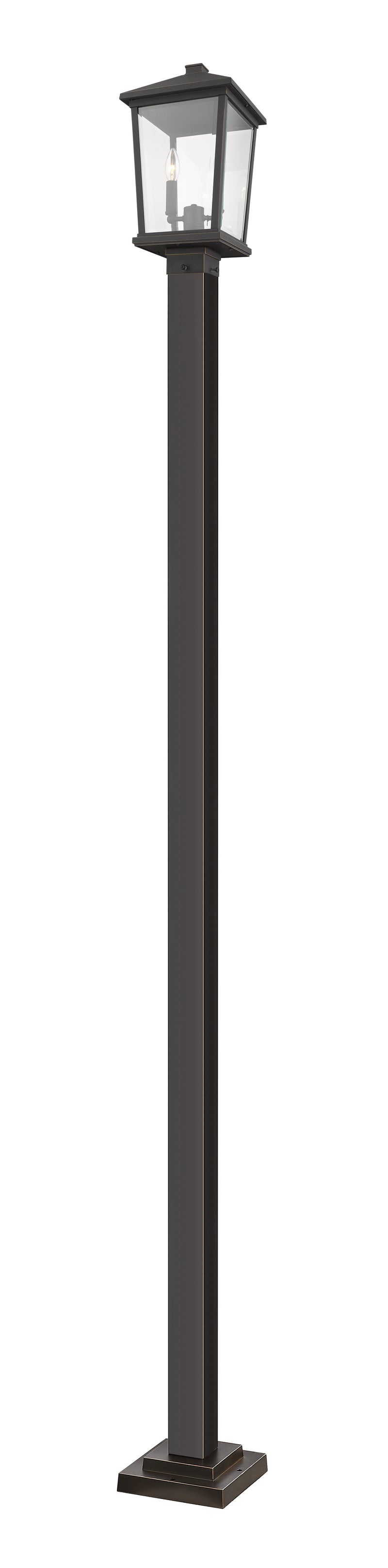 Beacon 2 Light 9.5" Outdoor Post Mount Fixture in Oil Rubbed Bronze, 96" Square Post