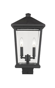 Beacon 2 Light 9.5" Outdoor Post Mount Fixture in Black, Post Top Only, Square Fitter