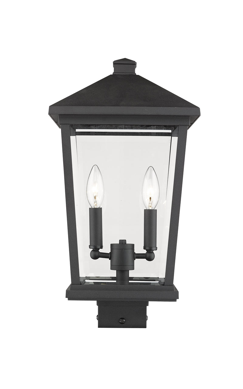Beacon 2 Light 9.5" Outdoor Post Mount Fixture in Black, Post Top Only, Square Fitter